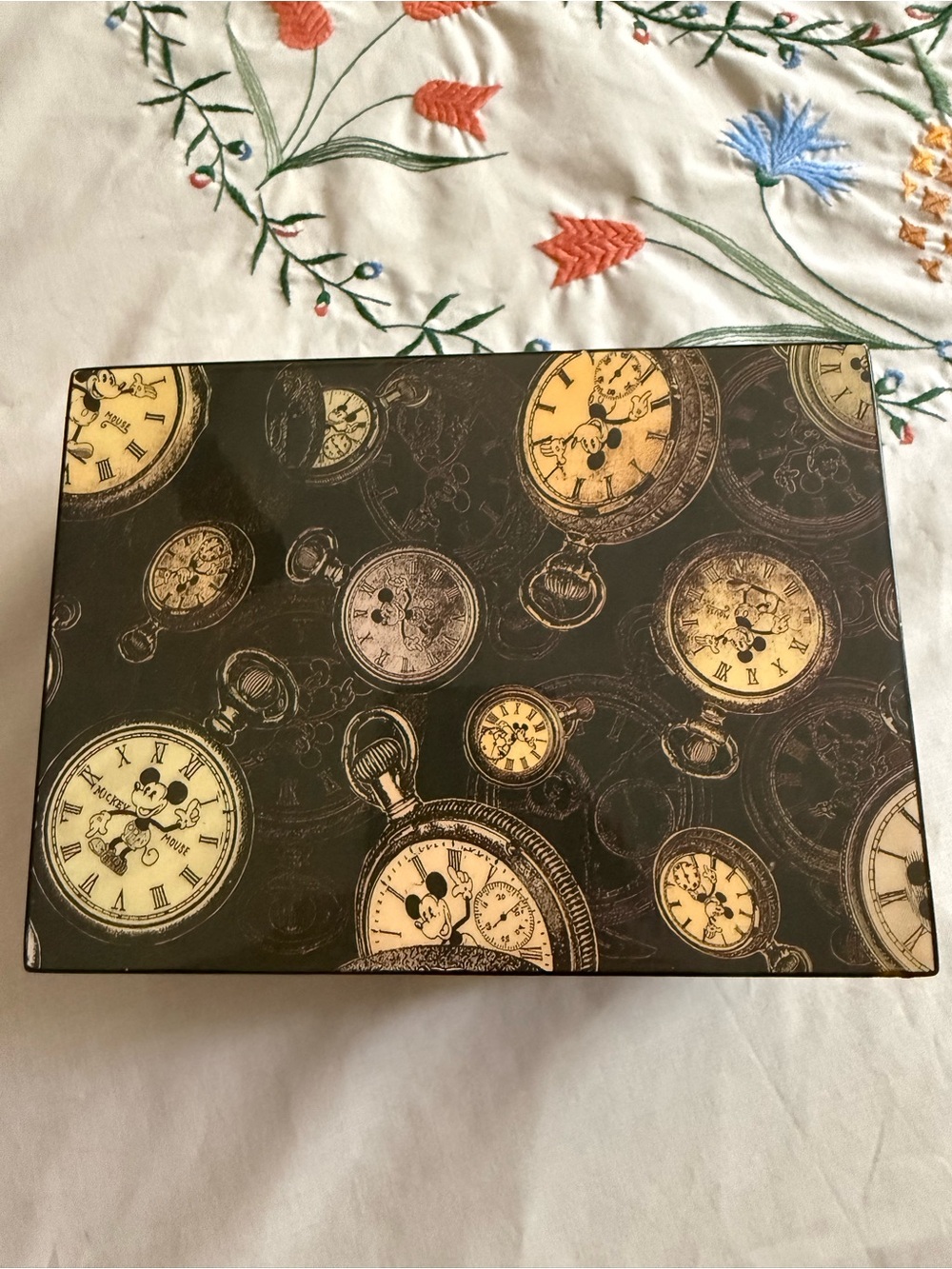 Mickey Mouse Pocket Watch Patterned Storage Box - Black & Gold
